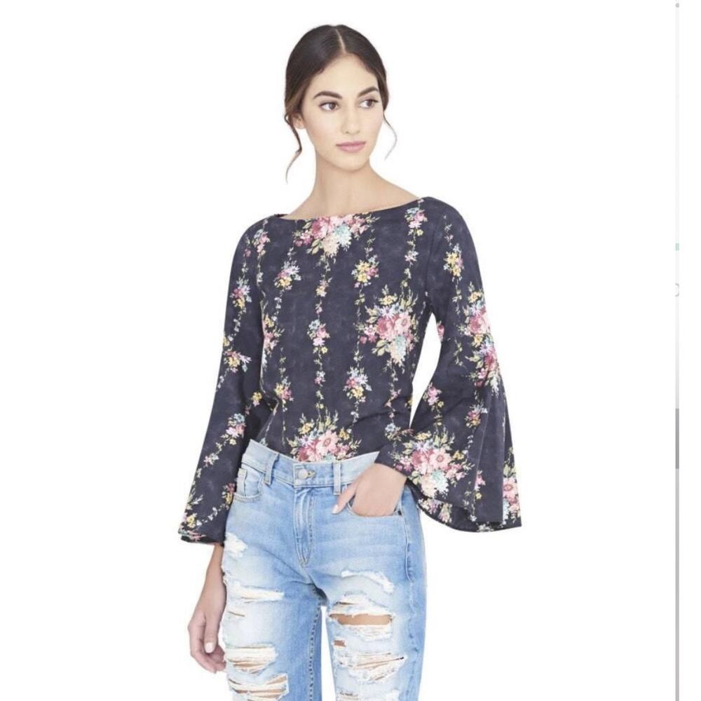 Alice + Olivia Shirley Floral Flared‎ Sleeve Blouse Size XS